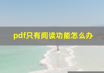 pdf只有阅读功能怎么办