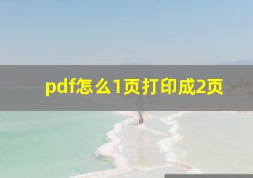 pdf怎么1页打印成2页