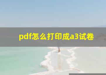 pdf怎么打印成a3试卷