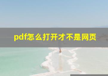 pdf怎么打开才不是网页