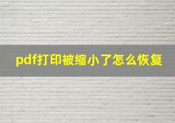 pdf打印被缩小了怎么恢复