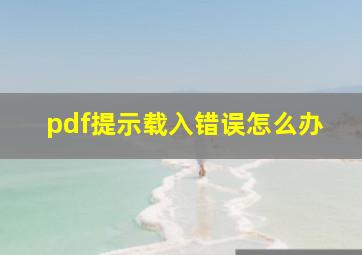 pdf提示载入错误怎么办