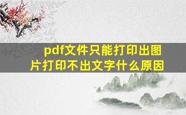 pdf文件只能打印出图片打印不出文字什么原因