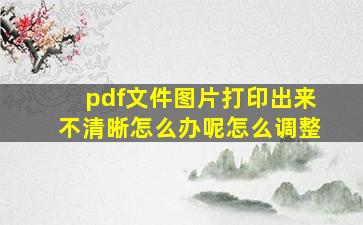 pdf文件图片打印出来不清晰怎么办呢怎么调整