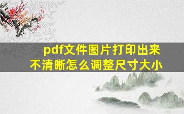 pdf文件图片打印出来不清晰怎么调整尺寸大小