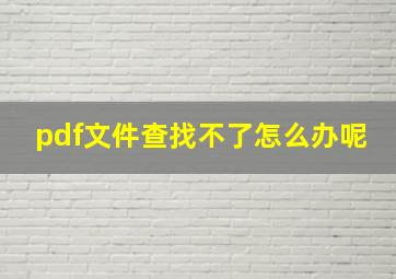 pdf文件查找不了怎么办呢