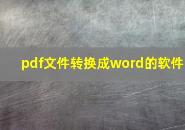 pdf文件转换成word的软件