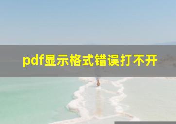 pdf显示格式错误打不开