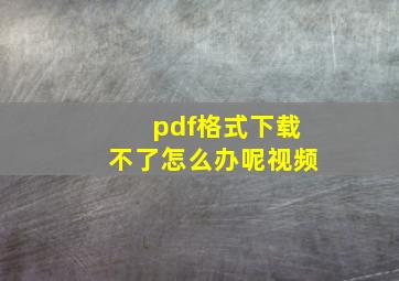 pdf格式下载不了怎么办呢视频