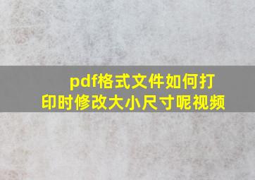 pdf格式文件如何打印时修改大小尺寸呢视频