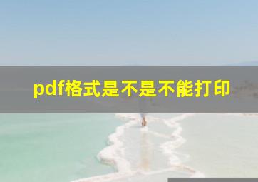 pdf格式是不是不能打印