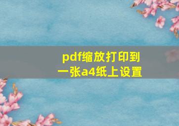 pdf缩放打印到一张a4纸上设置