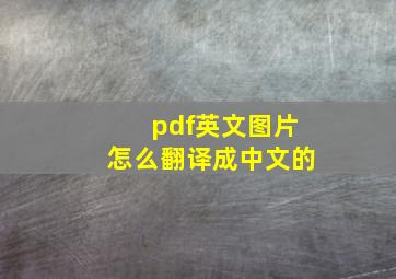 pdf英文图片怎么翻译成中文的