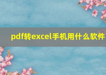 pdf转excel手机用什么软件