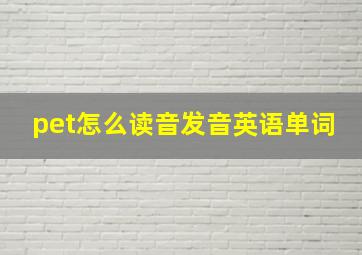 pet怎么读音发音英语单词