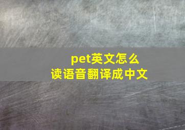 pet英文怎么读语音翻译成中文