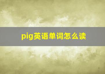 pig英语单词怎么读