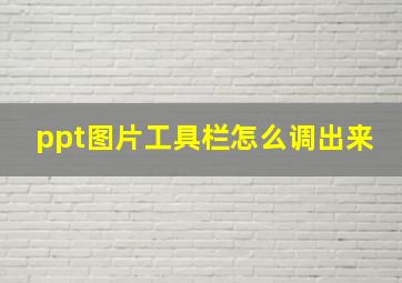 ppt图片工具栏怎么调出来