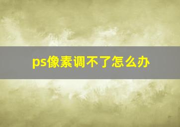 ps像素调不了怎么办