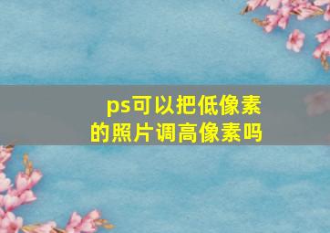 ps可以把低像素的照片调高像素吗