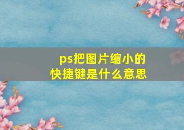 ps把图片缩小的快捷键是什么意思