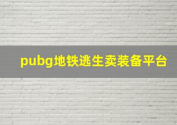 pubg地铁逃生卖装备平台