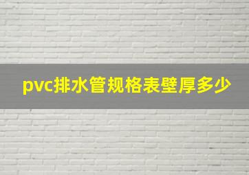 pvc排水管规格表壁厚多少