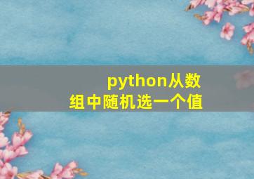 python从数组中随机选一个值