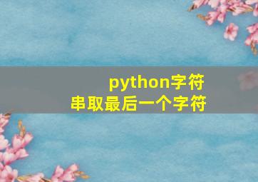 python字符串取最后一个字符