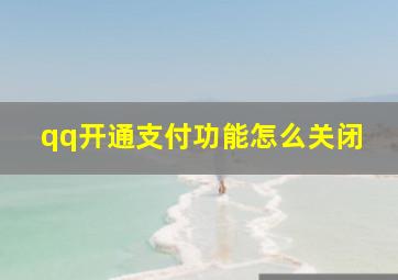 qq开通支付功能怎么关闭