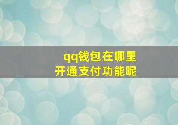 qq钱包在哪里开通支付功能呢