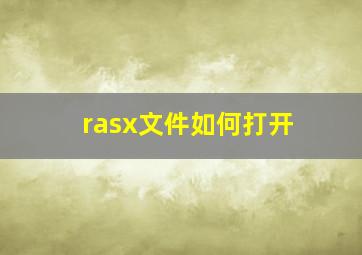 rasx文件如何打开