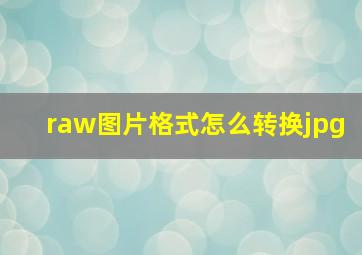 raw图片格式怎么转换jpg