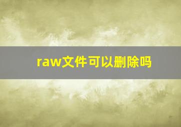 raw文件可以删除吗