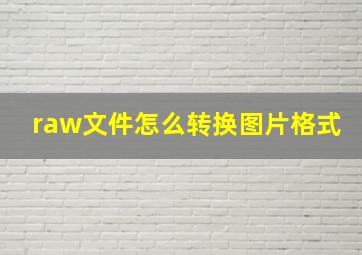 raw文件怎么转换图片格式