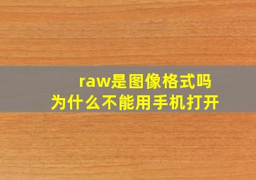 raw是图像格式吗为什么不能用手机打开