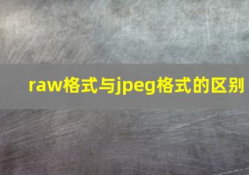 raw格式与jpeg格式的区别