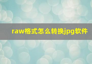 raw格式怎么转换jpg软件