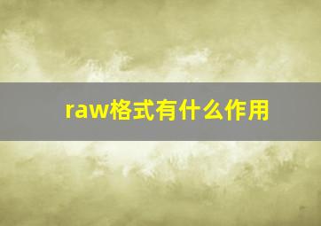 raw格式有什么作用