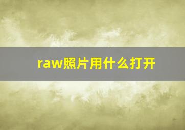 raw照片用什么打开