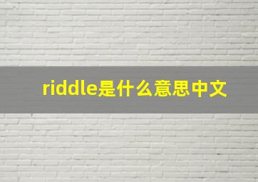 riddle是什么意思中文