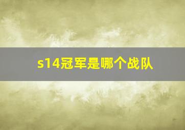 s14冠军是哪个战队