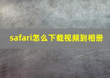 safari怎么下载视频到相册