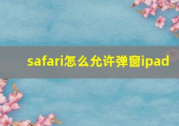 safari怎么允许弹窗ipad