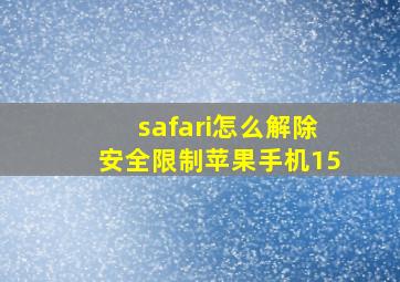 safari怎么解除安全限制苹果手机15