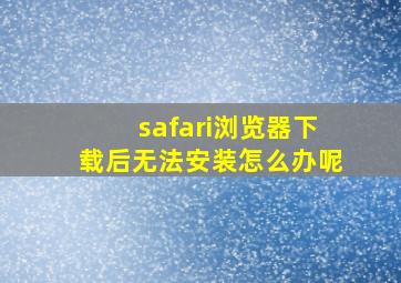 safari浏览器下载后无法安装怎么办呢