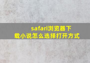 safari浏览器下载小说怎么选择打开方式