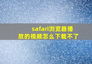 safari浏览器播放的视频怎么下载不了