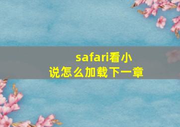 safari看小说怎么加载下一章