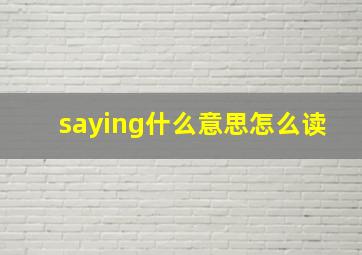 saying什么意思怎么读